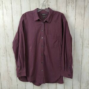 Madewell Women's Purple Striped Oversized Button-Down Shirt Size M